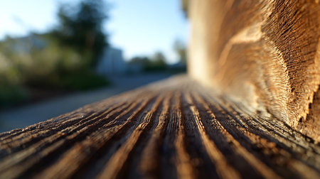 Close up of a wooden fence. Shallow depth of field.の素材