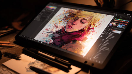 Apple Computers website on iPad Air in the creative room of Apple Inc.の素材