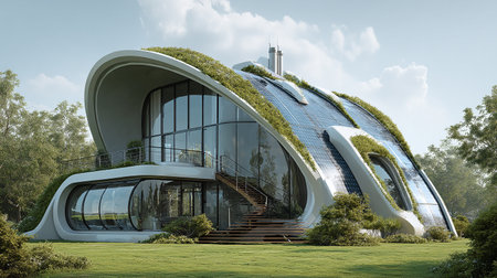 Exterior view of the modern architecture of the Gae Aulenti Park in Taipei, Taiwan.の素材