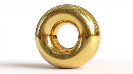 3d render of golden ring on a white background, computer generated imagesの素材
