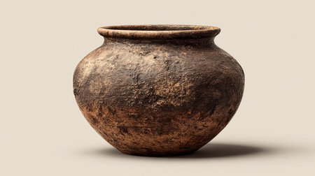 Old clay pot isolated on a white background. 3d illustration.の素材