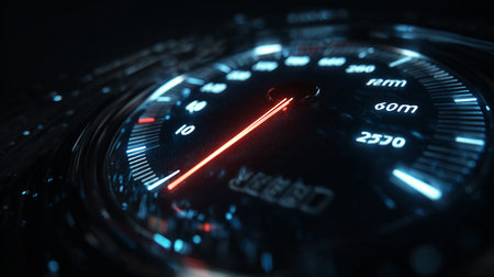 Close up of a speedometer in a car. 3D renderingの素材