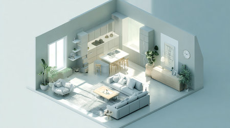 Modern interior of the living room. 3D render. 3D illustrationの素材