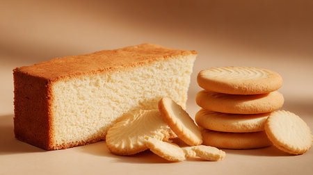 Sandwich biscuits and cookies on a brown background. Toned.の素材