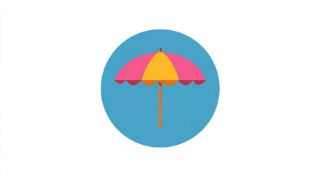 Umbrella icon on white background. Flat style vector illustration.の素材