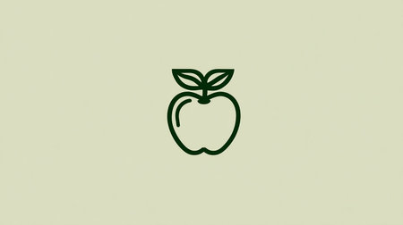 Apple logo design vector illustration. Apple icon made with green leaves.の素材