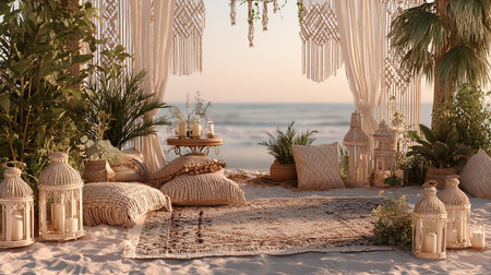 wedding ceremony on the beach in Montenegro. 3d renderingの素材