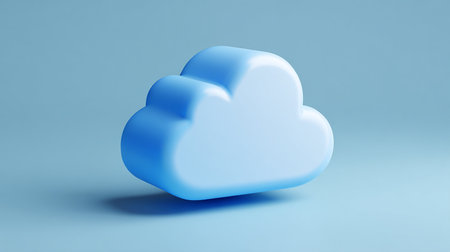 Blue cloud on a blue background. 3d rendering, 3d illustration.の素材