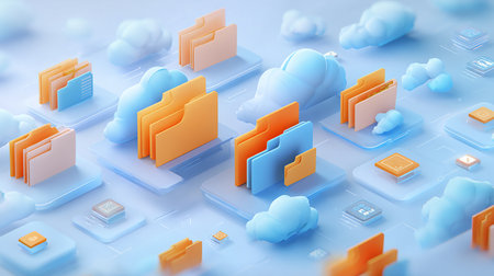 Cloud computing concept. 3d illustration of cloud computing concept background.の素材