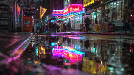 Manhattan street at night. Manhattan is the most densely populated of the five boroughs of New York Cityの素材