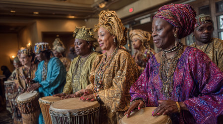 Group of african women perform at the Garibaldi Festival in Milan. Garibaldi Festival is an annual festival held in Milan.の素材