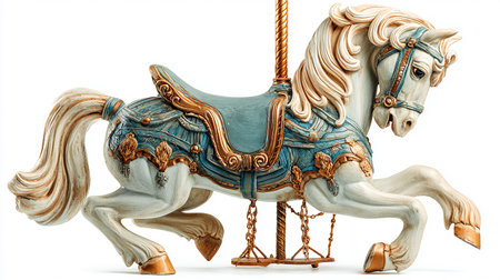 Carousel horse isolated on a white background. 3d rendering.の素材