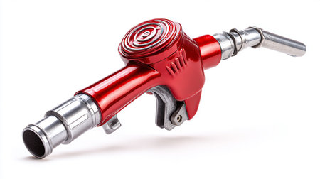 Gasoline pump nozzle isolated on white background. 3d illustration.の素材