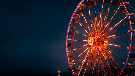 Ferris wheel at night in amusement park. Ferris wheel at night.の素材
