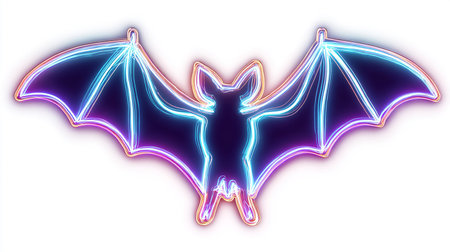 Bat neon sign on white background. 3D rendering. Neon sign.の素材