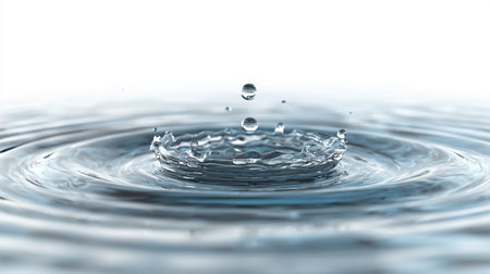 Water drop with ripples on a white background. Close-upの素材