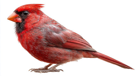 Male Northern Cardinal (cardinalis cardinalis) isolated on white backgroundの素材