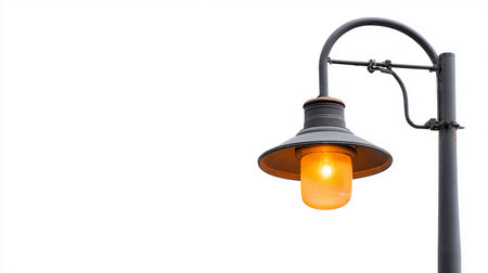 Vintage street lamp isolated on white background with clipping path. Retro style.の素材