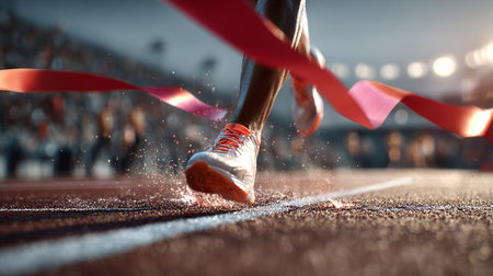 Running race on stadium track. Mixed media. Mixed media. Mixed mediaの素材