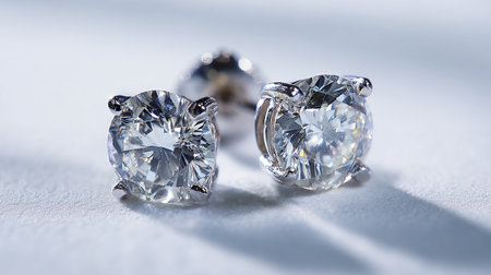 Jewelry diamond ring on a white background, close-upの素材
