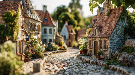 A small village in the middle of the forest. Miniature housesの素材