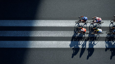 Cyclists on the road during the race. 3D renderingの素材