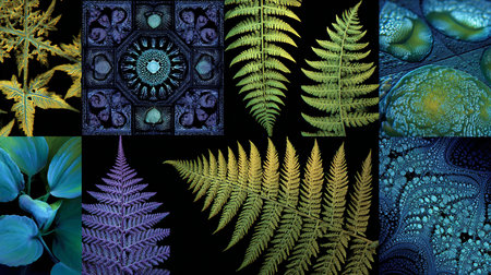 Fern fractal, digital artwork for creative graphic design. Computer generated graphics.の素材