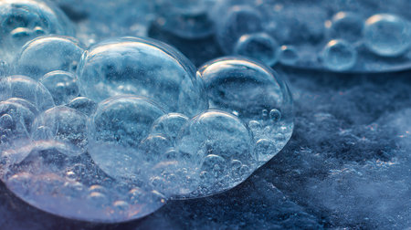 Feather of a bird on a black background with ice crystals.の素材