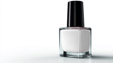 3d render of nail polish bottle on white background with reflection.の素材