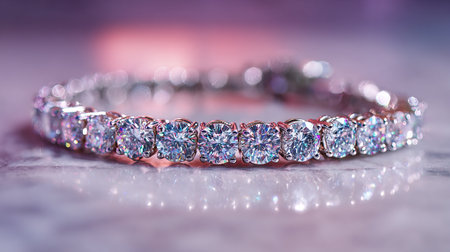 Wedding Bracelet with diamonds on a light background.の素材