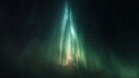 Aurora borealis in the night sky. 3D illustrationの素材