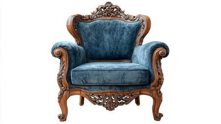 Classic blue armchair isolated on white background.Digital illustration.3d renderingの素材
