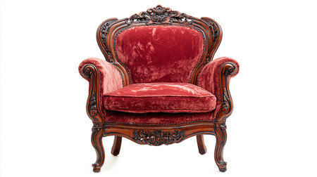 Luxury red armchair isolated on white background with clipping pathの素材