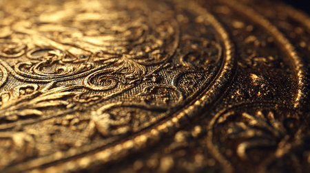 Close-up of gold metal texture background. Golden metal texture.の素材