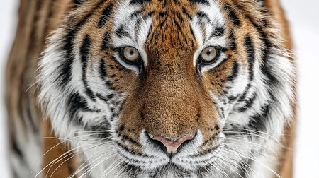 Close-up portrait of a Siberian tiger Panthera tigris altaicaの素材
