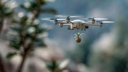 Drone quadcopter flying in the sky. 3d renderingの素材