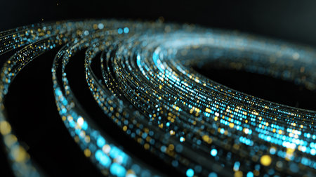 3d rendering of abstract particles in cyberspace with depth of field and bokeh effect. Futuristic background with depth of field and bokeh effect.の素材