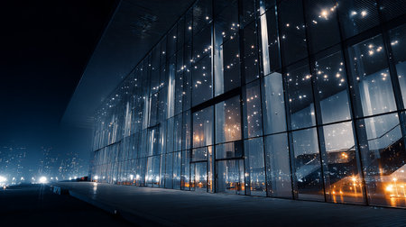 modern office building at night in shanghai,china.の素材