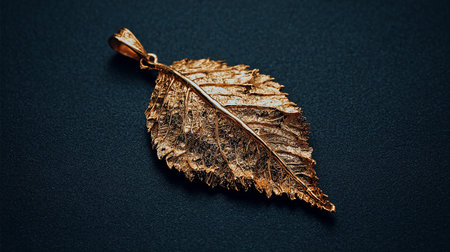 Golden leaf on a black background. Close up. Toned.の素材