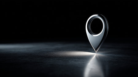 3d rendering of a geolocation pin on a dark backgroundの素材