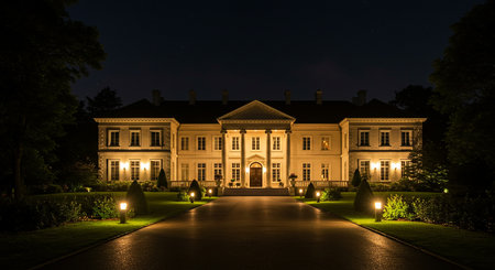 Night view of the Lednice castle in Lednice, Czech Republicの素材