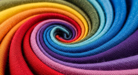 Multicolored fabric background. Close-up of textile material.の素材