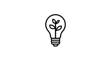 bulb with plant logo vector icon illustration design template in black and whiteの素材