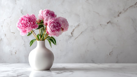 Bouquet of pink peonies in vasele tableの素材