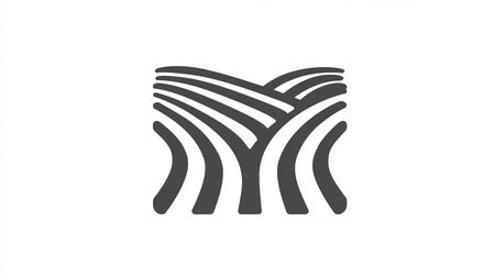 Agriculture field line logo icon vector design. Agriculture and farming symbolの素材