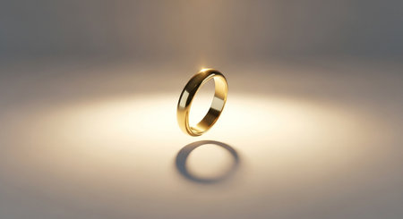 Wedding ring with shadow on the floor. 3D renderingの素材