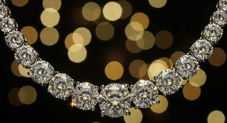 Jewelry diamond necklace with bokeh background, close upの素材