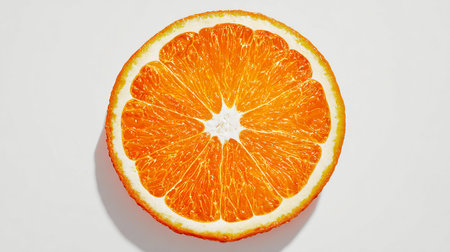 Orange slice isolated on white background. Top view. Flat lay.の素材