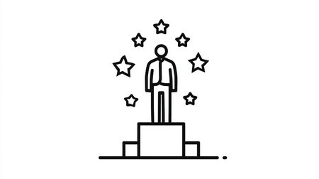 Pedestal with star icon. Vector illustration. Eps 10.の素材