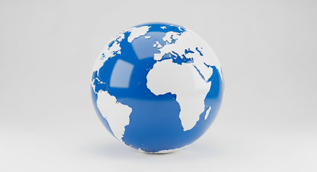 Globe with map of the world on white background. 3d renderの素材